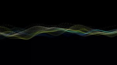 Soyut renkli parçacık dalgası arkaplan animasyonu. Soyut dijital parçacık dalgası ve ışık soyut arkaplan, animasyon siber veya teknoloji arka planı.