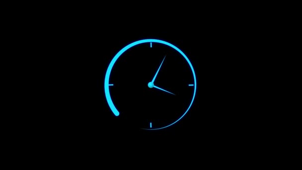 Часы Изолированный Значок Дизайна Часов Иконка Часов Плоском Стиле Черном — стоковое видео