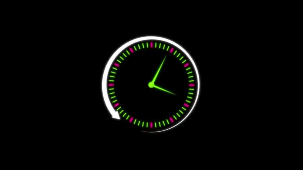 時計の設計のための時計の隔離されたアイコン フラットスタイルのクロックアイコン ブラックバックのタイマー ビジネスウォッチ — ストック動画