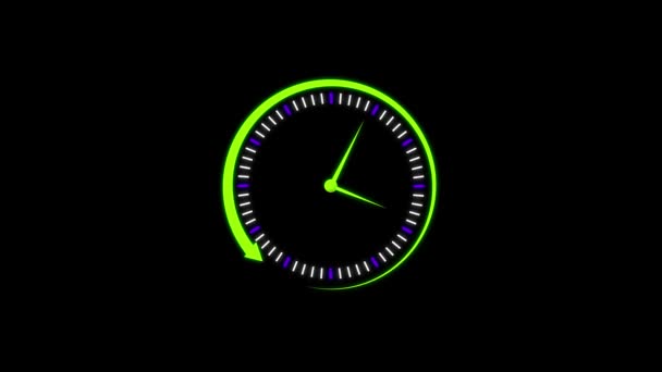 時計の設計のための時計の隔離されたアイコン フラットスタイルのクロックアイコン ブラックバックのタイマー ビジネスウォッチ — ストック動画
