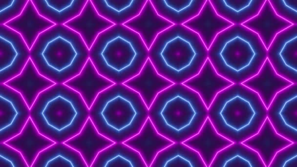 Neon Mandala Pattern Kaleidoscopes Background — Stock Video