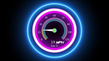 Araba yarışı sırasında hız göstergesi ve takometreye yaklaş