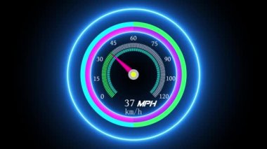 Araba yarışı sırasında hız göstergesi ve takometreye yaklaş