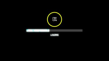  Çubuk indiriliyor ekran pixelated ilerleme animasyonu Yükleniyor Aktarım İndiriliyor 0-100%.