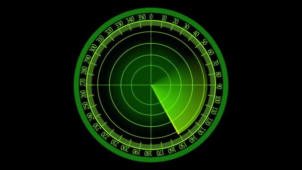 Radar Navigáció Tárgyakat Keres Egyszerű Radarszkennelés Fekete Háttérrel Vizsgálati Hurok — Stock videók