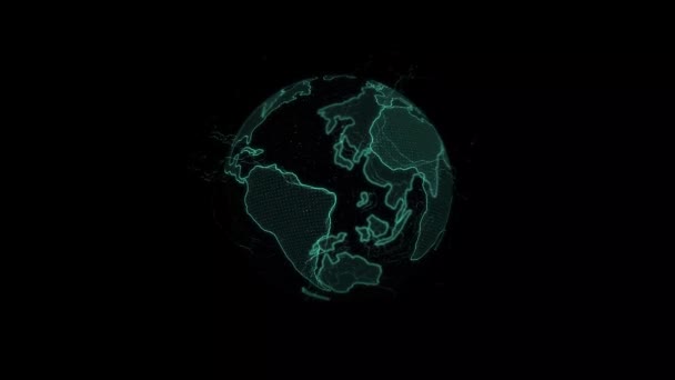 Ψηφιακή Περιστρεφόμενη Σφαίρα Ολόγραμμα Του Πλανήτη — Αρχείο Βίντεο