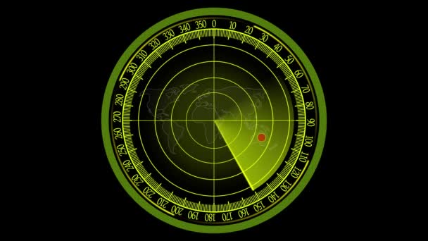 Radar Navigasyonu Nesneler Arıyor Siyah Arkaplanlı Basit Radar Taraması Döngü — Stok video