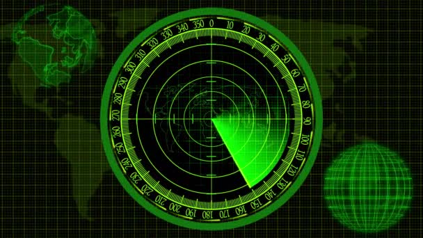 Radarnavigation Sucht Nach Objekten Einfaches Radarscannen Mit Schwarzem Hintergrund Abtastschleife — Stockvideo