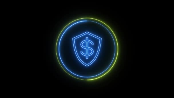 Conceito Segurança Cibernética Escudo Com Ícone Buraco Fechadura Fundo Dados — Vídeo de Stock