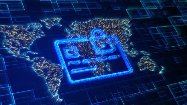 Cyber Security Digital Data Network Protection Inglês Análise Dados Conexão — Vídeo de Stock