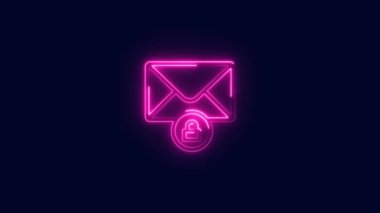 glowing neon line envelope with shield icon isolated on black background. insurance concept. security, safety, protection, protect concept. colorful outline concept.