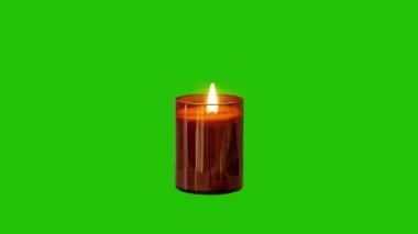 Gerçekçi Candle Flame. Yeşil ekrandaki mum alevleri animasyonu - mum ateşi alevi. Mum ışığı yeşil ekran hareketi grafikleri