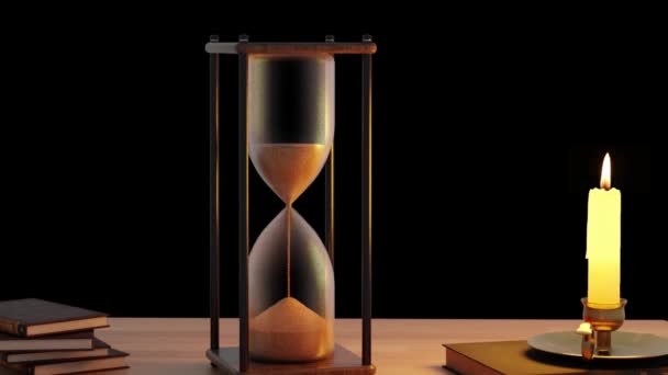 Hourglass Black Background — Stock Video