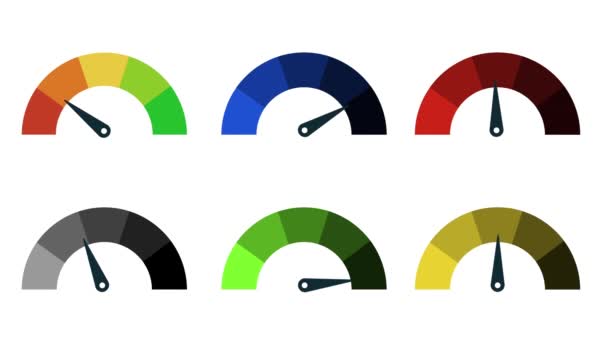 速度计图标动画 彩色速度计或速度计运动进展 — 图库视频影像