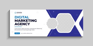 Şirket sosyal web pankartı ve kapak reklamları şablonu, pazarlama işi kapağı reklamları mavi şablon dizayn, katmanlı dosya ve vektör.