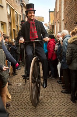 DEVENTER, NEtherlands, 15 ARALIK 2019. Dickens festivali Deventer, Hollanda 'da.