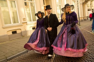 DEVENTER, NEtherlands, 15 ARALIK 2019. Dickens festivali Deventer, Hollanda 'da.