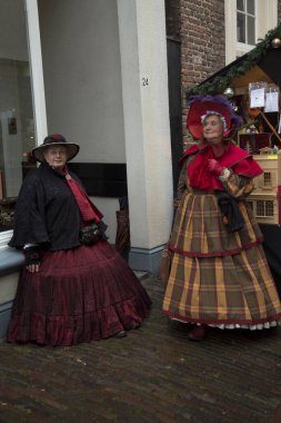 DEVENTER, NEtherlands, 15 ARALIK 2019. Dickens festivali Deventer, Hollanda 'da.