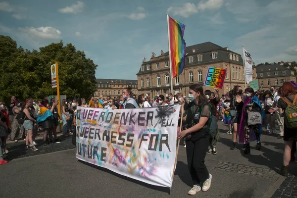 STUTTGART, ALMANY, 31 Temmuz 2021. Stuttgart, Almanya 'da Christopher Caddesi Günü.