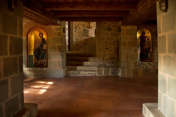 Meteora Griekenland Oktober 2021 Interieur Van Het Klooster Van Heilige Stockafbeelding