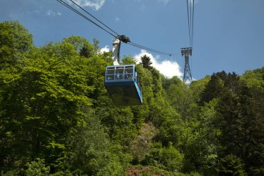 Bregenz, AUSTRIA, 15 Mayıs 2022. Pfanderbahn teleferik gondolu, Bregenz, Avusturya.
