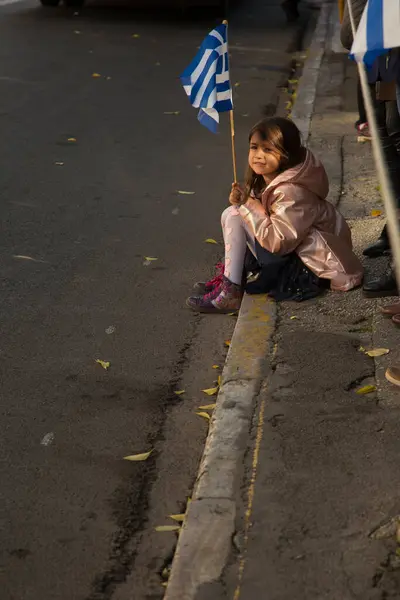 stock image ATHENS, GREECE. 28 OCTOBER  2021. A girl celebrates 