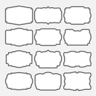 12 vintage vektör çerçevesi kümesi