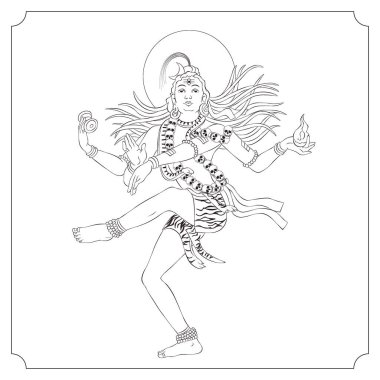 Hint Tanrıçası Kali Dans Ayrı Taslak Vektör İllüstrasyonu