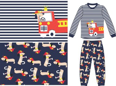 cartoon fire brigade print vector