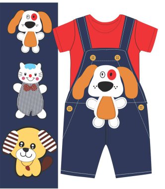 denim with t shirt Dungarees print Artwork design.