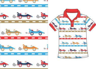  Spor araba polo tişört baskı vektör sanatı