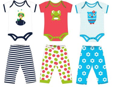 kids body suit print vector art