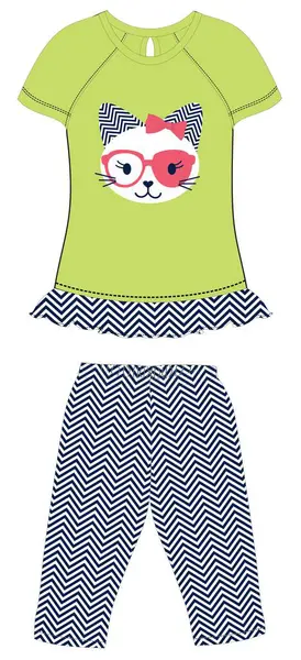  girls frock with leggings cat print vector art