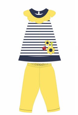 Beyaz arka planda bebek kıyafetleri, vektör, illüstrasyon