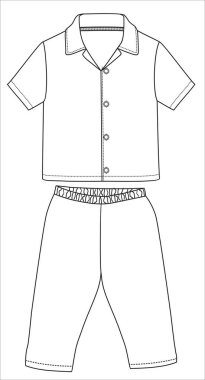 Kısa kollu ve tişörtlü beyaz izole edilmiş bir arka planda bir çocuğun vektör çizimi. El çizimi çizimi.