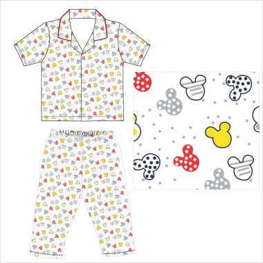 Erkekler gece giyimi 2 pc baskı vektör sanatı.