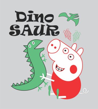 Karikatür dinozorları. Şirin dinozorun vektör çizimi, vektör illüstrasyonu