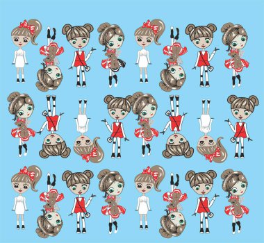 Değişik duyguları ve ifadeleri olan sevimli küçük kızlar..