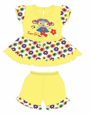 Çiçek desenli ve çiçekli bebek kıyafetleri.