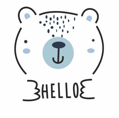 şirin ayı başı çizgi film vektör çizimi