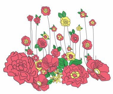 İzole edilmiş beyaz arka planda gül buketi ve kırmızı çiçekler.