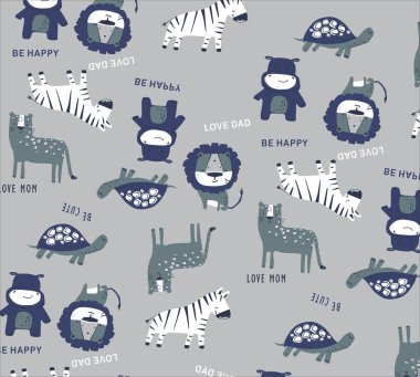 Şirin hayvanların vektörsüz desenleri