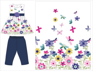 Moda kıyafetlerinin vektör illüstrasyonu