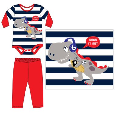 Vücut giysisi baskı vektör sanatı ile rock yıldızı Dino