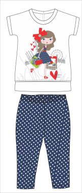 Kızlar üstte tozluklarla noktalar basılı vektör sanatı.