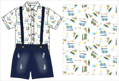 Gömlek ve şort. vektör illüstrasyonu