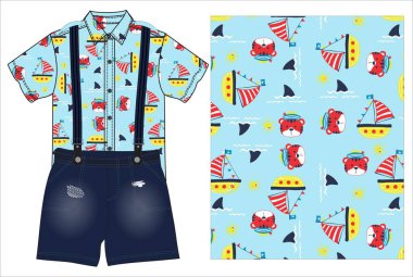 Çocuk kıyafetleri ve çocuklar için vektör seti. çocuk kalıpları.