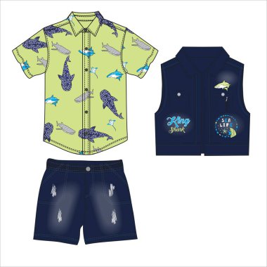 Yaz kıyafetleri koleksiyonu. vektör kümesi