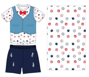 Tatlı çizgi film çocuğu. Sevimli bir çocukla kusursuz bir desen..