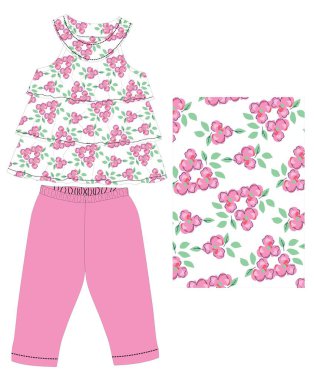 Beyaz arka planda çiçekli şirin bir kızın vektör çizimi